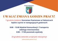 Uwaga! Zmiana godzin pracy urzędu