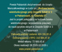 „Budowa boiska wielofunkcyjnego przy Zespole Szkół Nr 3 w Pabianicach, ul. Gdańska 5”