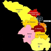 Środa, 8 kwietnia 2020 r. Liczba osób w Powiecie Pabianickim: ▪️ Objętych kwarantanną: 215 ▪️ Zakażonych: 2 Uwaga, na mapie liczba osób przebywających na kwarantannie w mieście Pabianice i Gminie Pabianice podana jest razem.