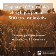 ARiMR: ponad pół miliona wniosków o dopłaty bezpośrednie