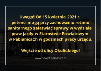 Wydział Praw Jazdy - zmiany WE  WTORKI WYDZIAŁ CZYNNY JEST W GODZINACH: 9:00 - 16:00